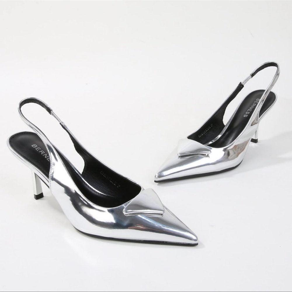 Silver Slingback Heels